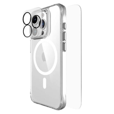 Techpick 3-in-1 Protection Pack MagSafe Hard Case + Tempered Glass + Camera Lens Protector Smartphone Case Bundle - Mobile catalyst