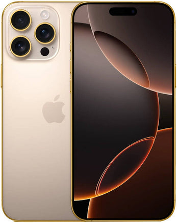 Caviar Luxury 24K Gold Plated Frame Customized iPhone 16 Pro Max 512GB Storage Apple iOS Nano + Esim Middle East Version Desert Titanium | 16ProMaxSideGold - Mobile catalyst
