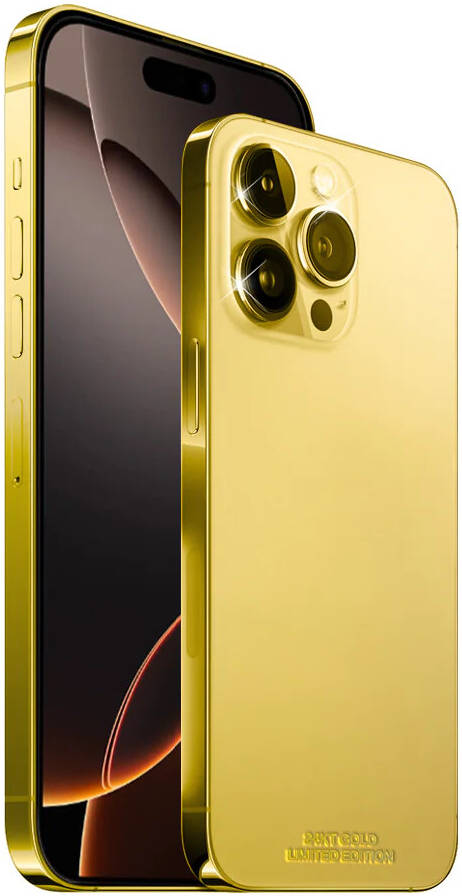 Caviar Luxury 24K Gold Plated Frame Customized iPhone 16 Pro Max 512GB Storage Apple iOS Nano + Esim Middle East Version Desert Titanium | 16ProMaxSideGold - Mobile catalyst
