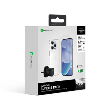 Bundle for iPhone 14 Pro - Amazing Thing (33W Adaptor + Tempered Glass + Clear Drop proof Case) - Mobile catalyst