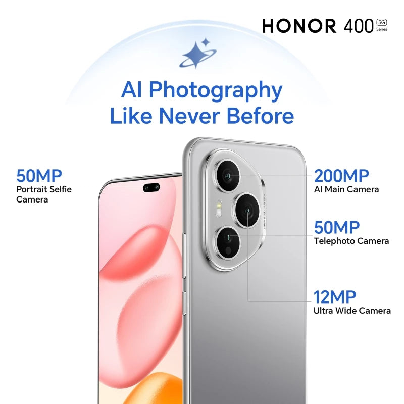 Honor 400 Pro 5G 512GB 12GB RAM Midnight Black Smartphone – DNP-NX9 + Choice Earbuds Clip + Phone Case + Watch 5