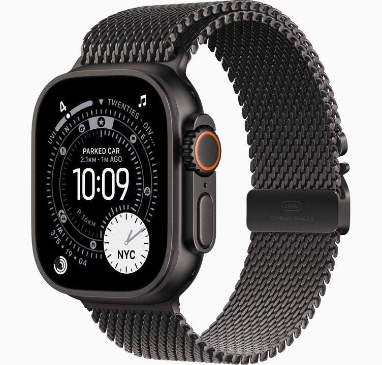 Apple Watch Ultra 3 GPS + Cellular, 49mm Natural Titanium Case with Light Blue Alpine Loop - Large