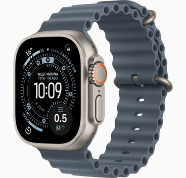 Apple Watch Ultra 3 GPS + Cellular, 49mm Natural Titanium Case with Light Blue Alpine Loop - Large