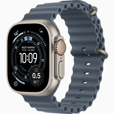 Apple Watch Ultra 3 GPS + Cellular, 49mm Natural Titanium Case with Light Blue Alpine Loop - Large