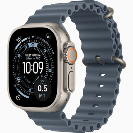 Apple Watch Ultra 3 GPS + Cellular, 49mm Natural Titanium Case with Light Blue Alpine Loop - Large