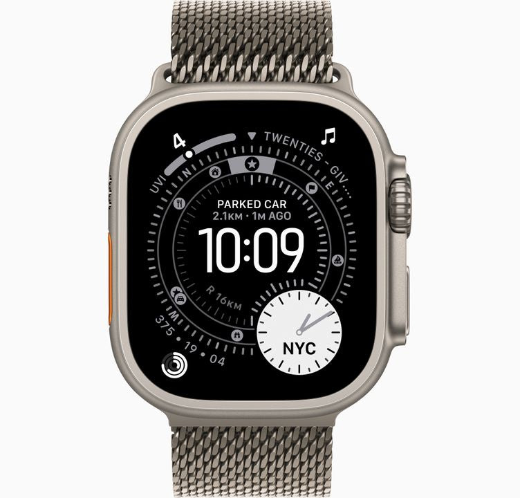 Apple Watch Ultra 3 GPS + Cellular, 49mm Natural Titanium Case with Light Blue Alpine Loop - Large