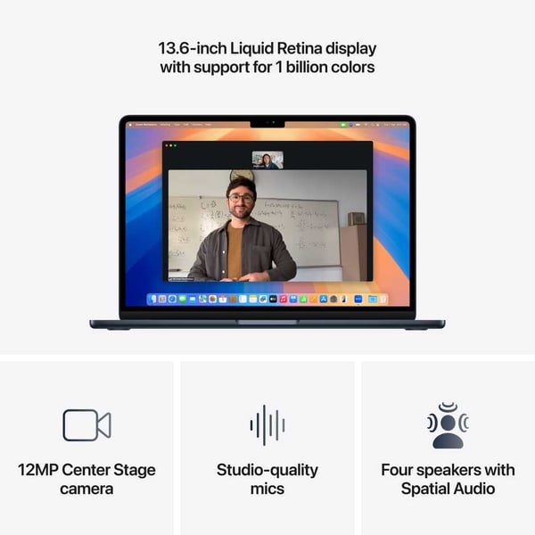Apple MacBook Air M4 13-inch (2025) – 10-core CPU / 16GB RAM / 256GB SSD / 8-core GPU / macOS Sequoia / English Keyboard / Midnight / Middle East Version